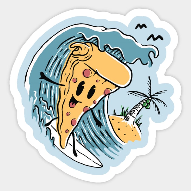 Surfing With Pizza Sticker by elzammar